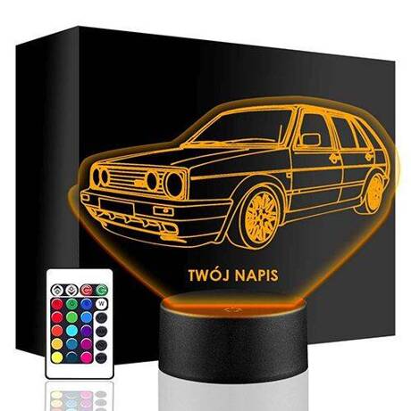 LAMPKA NOCNA LED VOLKSWAGEN GOLF 3D + PILOT prezent URODZINY statuetka