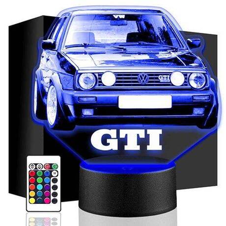 LAMPKA NOCNA LED VOLKSWAGEN GOLF AUTO 3D + PILOT prezent URODZINY statuetka