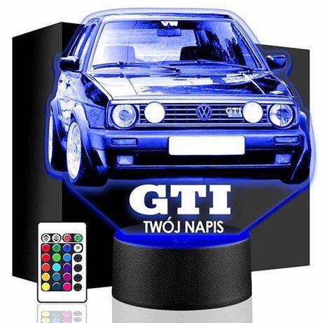 LAMPKA NOCNA LED VOLKSWAGEN GOLF AUTO 3D + PILOT prezent URODZINY statuetka