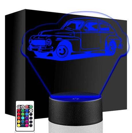 LAMPKA NOCNA LED VOLVO VINTAGE AUTO 3D + PILOT prezent URODZINY statuetka