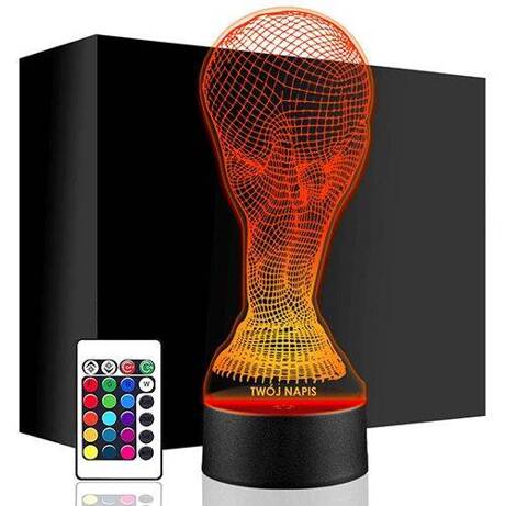 LAMPKA NOCNA LED WORLD CUP PUCHAR 3D + PILOT prezent URODZINY statuetka