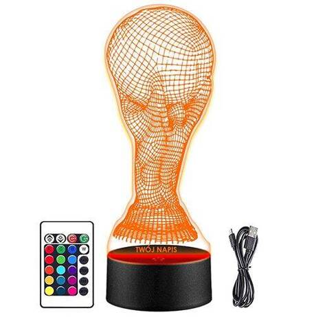 LAMPKA NOCNA LED WORLD CUP PUCHAR 3D + PILOT prezent URODZINY statuetka