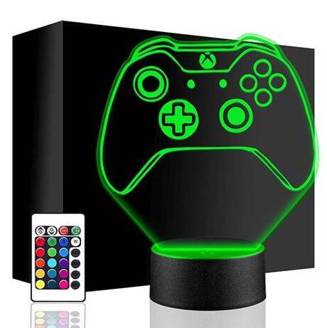 LAMPKA NOCNA LED XBOX KONTROLER GRACZ 3D + PILOT prezent URODZINY statuetka