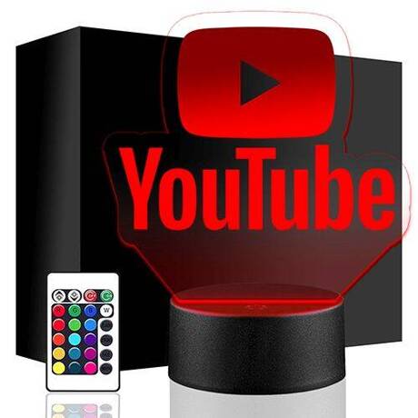 LAMPKA NOCNA LED YOUTUBE 3D + PILOT prezent URODZINY statuetka