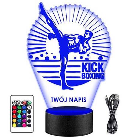 LAMPKA NOCNA LED ZAWODNIK KICK BOXING 3D + PILOT prezent URODZINY statuetka