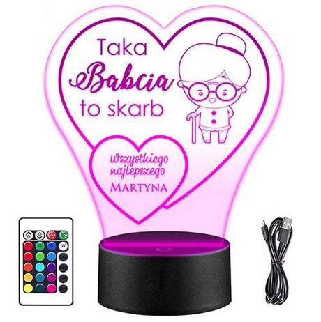 LAMPKA NOCNA LED prezent NA DZIEŃ BABCI DLA NIEJ SERCE SERCA UPOMINEK