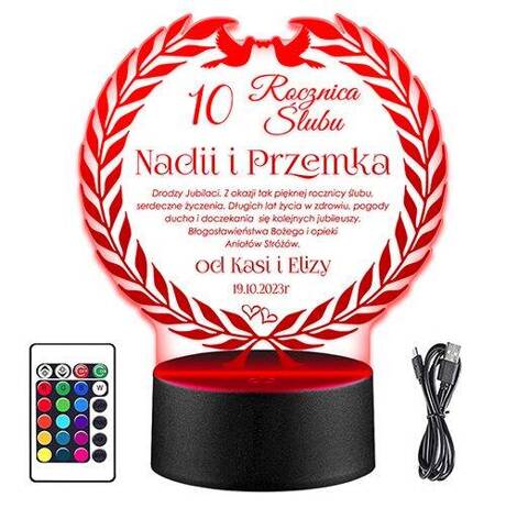 LAMPKA NOCNA LED prezent NA ROCZNICĘ ŚLUBU DLA MAMY TATY RODZICÓW JUBILEUSZ