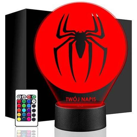 LAMPKA NOCNA SPIDER-MAN PAJĄK 3D LED + PILOT prezent URODZINY statuetka