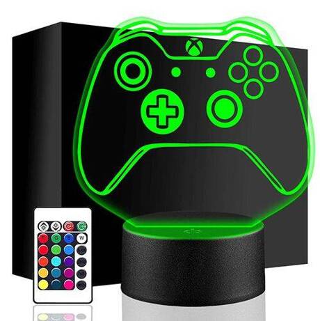 LAMPKA NOCNA XBOX PAD KONSOLA 3D + PILOT prezent URODZINY statuetka