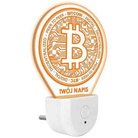 Lampka Nocna LED dla Dzieci BITCOIN do kontaktu gniazdka CZUJNIK