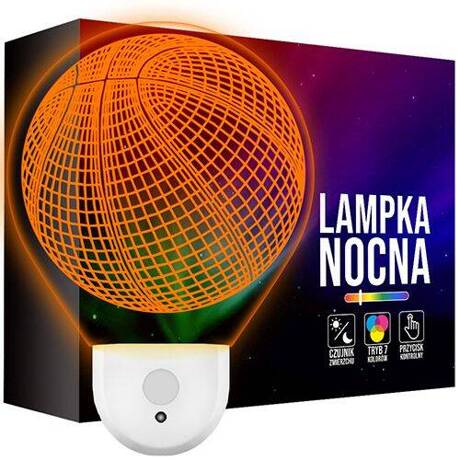 Lampka Nocna LED dla Dzieci KOSZYKARZ Koszykówka do kontaktu gniazdka