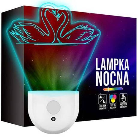 Lampka Nocna LED dla Dzieci ŁABĘDŹ ŁABĘDZIE do kontaktu gniazdka CZUJNIK