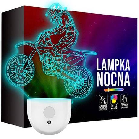 Lampka Nocna LED dla Dzieci Motocross Cross Motor do kontaktu gniazdka