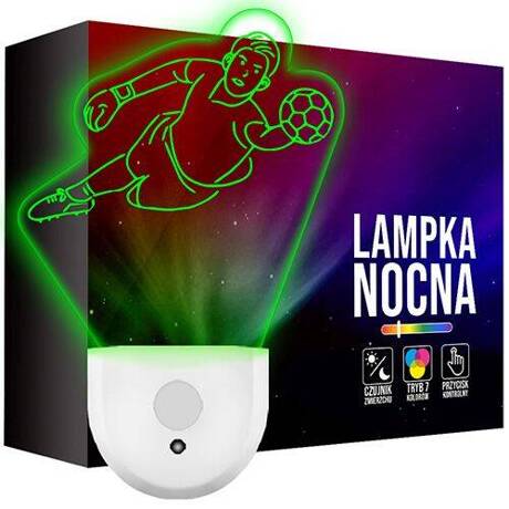 Lampka Nocna LED dla Dzieci PIŁKARZ PIŁKA do kontaktu gniazdka CZUJNIK