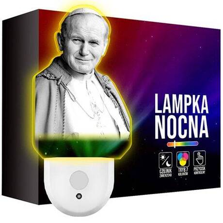 Lampka Nocna LED dla Dzieci Papież Jan Paweł II do kontaktu gniazdka