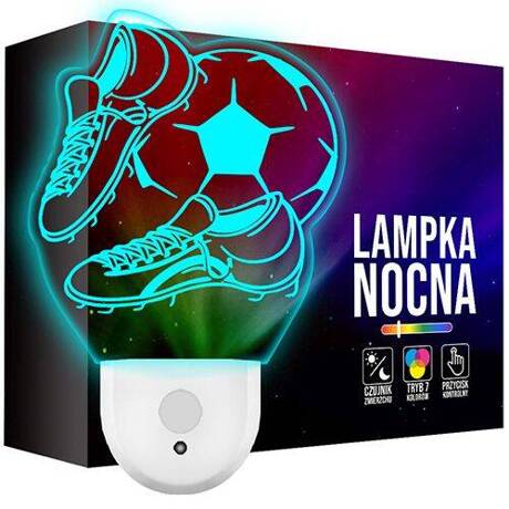 Lampka Nocna LED dla Dzieci Piłka Nożna Piłkarza do kontaktu gniazdka