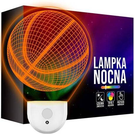 Lampka Nocna LED dla Dzieci Piłka do Kosza Koszykówka do kontaktu gniazdka