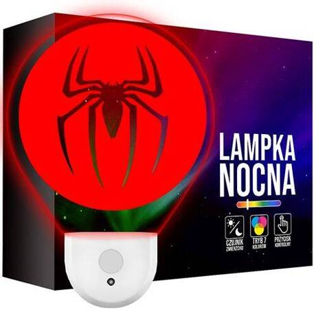 Lampka Nocna LED dla Dzieci SPIDER-MAN PAJĄK do kontaktu gniazdka CZUJNIK