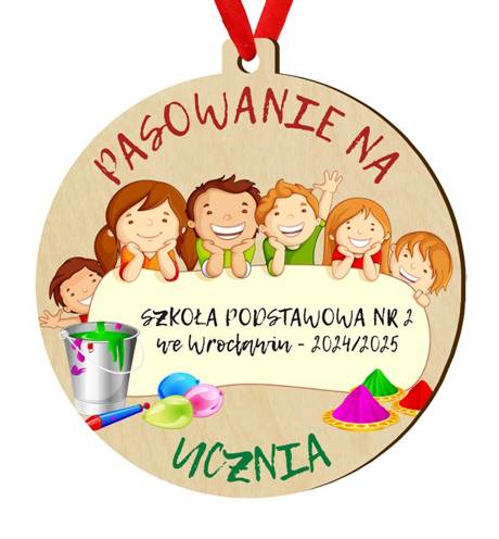 Medal pasowanie ucznia przedszkolaka DREWNIANY