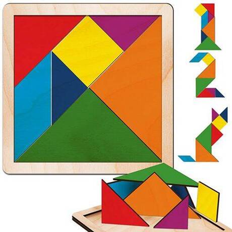 TANGRAM GRA LOGICZNA UKŁADANKA KREATYWNA KLOCKI DREWNIANE PUZZLE DLA DZIECI